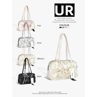 UR BAG กระเป๋าหนังพียู กระเป๋าถือ ทรง stan oil สายจิ๋ว