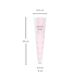 (50ชิ้น) ซองใสใส่ดอกไม้ 1 ดอก LOVE YOU รูปคลื่น หลากสี ขนาด12.5+4*45 วาเลนไทน์ พร้อมส่ง
