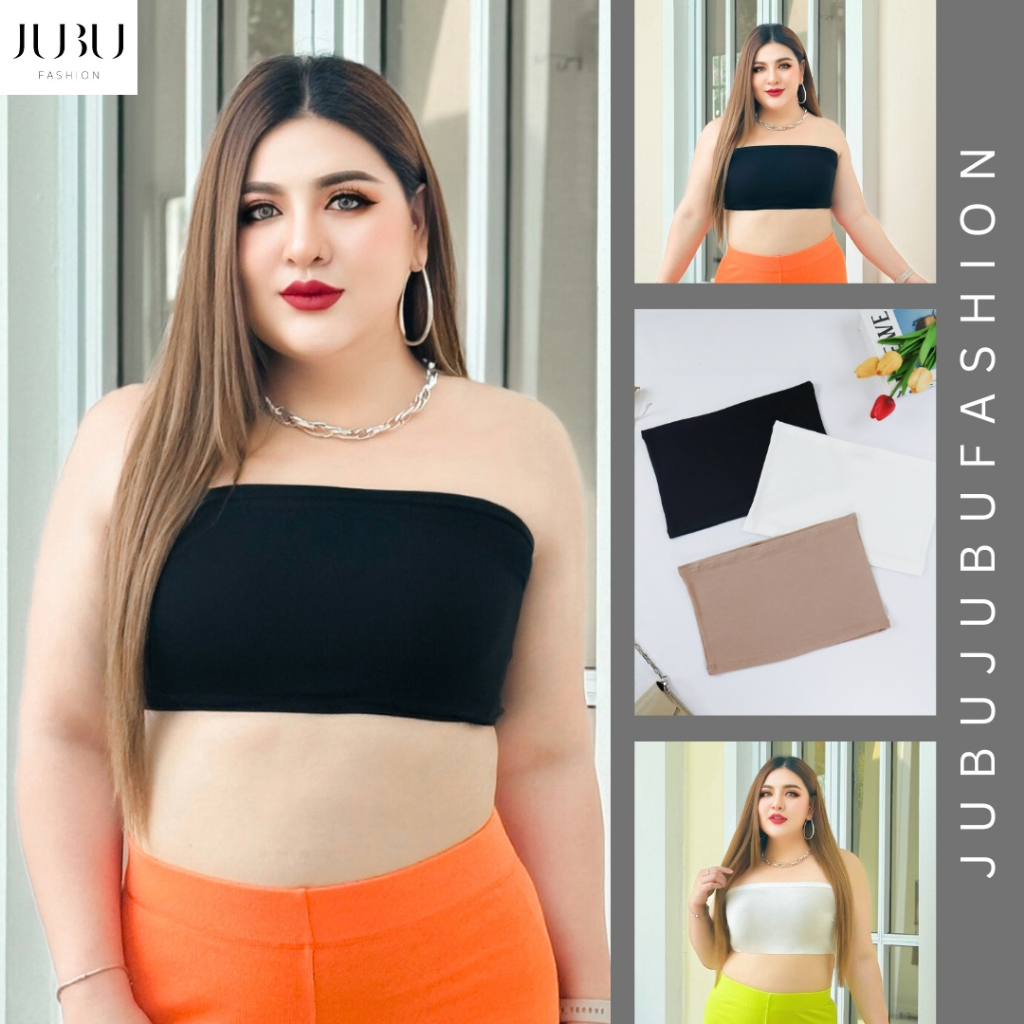 Strapless Top (ไม่มีฟองน้ำ) เสื้อเกาะอกผ้าเรย่อนเนื้อบาง ไซส์ใหญ่ อก36-50นิ้ว พร้อมส่ # 511