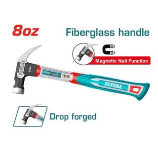 Total ค้อนหงอน ด้ามไฟเบอร์ 8 0z/220g. รุ่น THCH61008/THTS7308 ( British Type Claw Hammer )