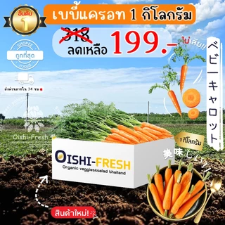 🛒Oishi-Fresh🥕เบบี้แครอท ปลอดสารพิษ 1 กก. รสชาติกรอบ สด ใหม่ ใยอาหารสูง หวานออร์แกนิค ผัก เคลมได้ 1-2 วัน