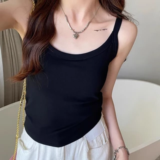 เสื้อสายเอี๊ยมผู้หญิง เสื้อแขนกุด สีพื้น เข้ารูป มีบราในตัว เสื้อทรงคอร์เซ็ท แขนกุด คนอวบ ฟองน้ำในตัว ผ้าเรย่อนใส่สบาย ส