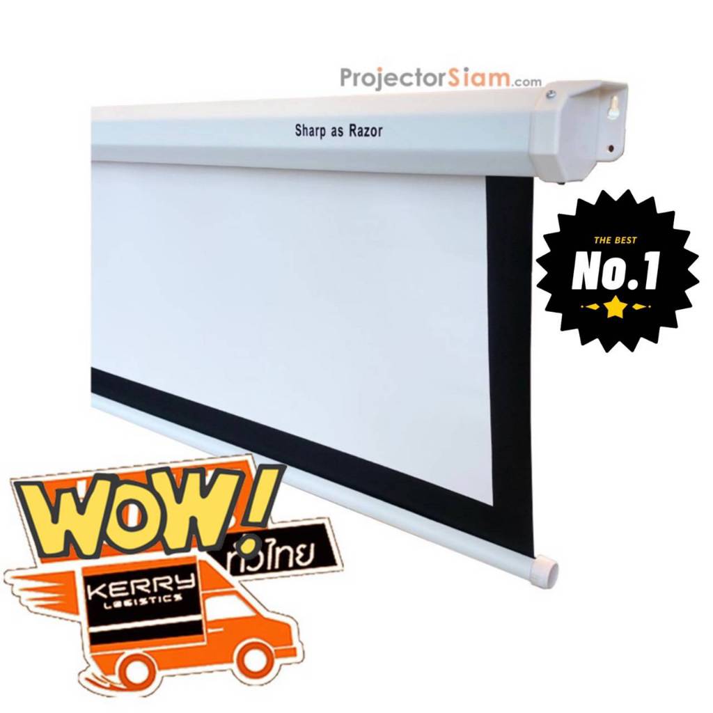 ProjectorSiam.com Manual Screen จอโปรเจคเตอร์ 70x70 นิ้ว ฉากโปรเจคเตอร์ จอมือดึง ม้วนเก็บอัตโนมัติ projector