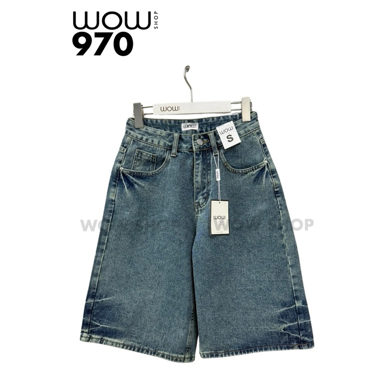 Baggy jorts (S-XL) กางเกงยีนส์สามส่วน ผ้าไม่ยืด ป้าย wow shop