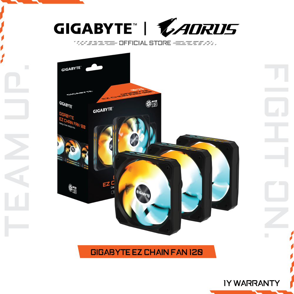 GIGABYTE EZ CHAIN FAN 120 (PACK3) (พัดลมระบายความร้อนติดเคส)
