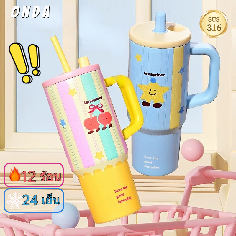 【ONDA】แก้วเยติ 316แก้วสแตนเลส ใหม่การ์ตูน ใหญ่ความจุ แก้วกาแฟหุ้มฉนวน กระติกน้ําเก็บความร้อนแบบพกพา