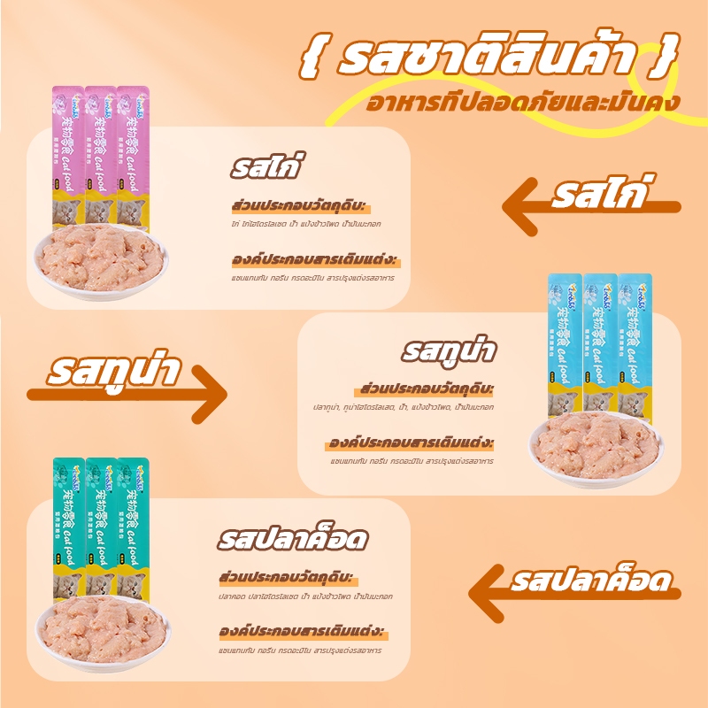 จัดส่งฟรี🔥100ซอง คละรส แมวเลีย ขนมแมวเลีย ไก่ ทูน่า ปลาค็อด 1ซอง 15กรัม จัดโปร มี3รสให้เลือก ไม่เติมเกลือ ไม่โซเดียม - รูปที่ 5
