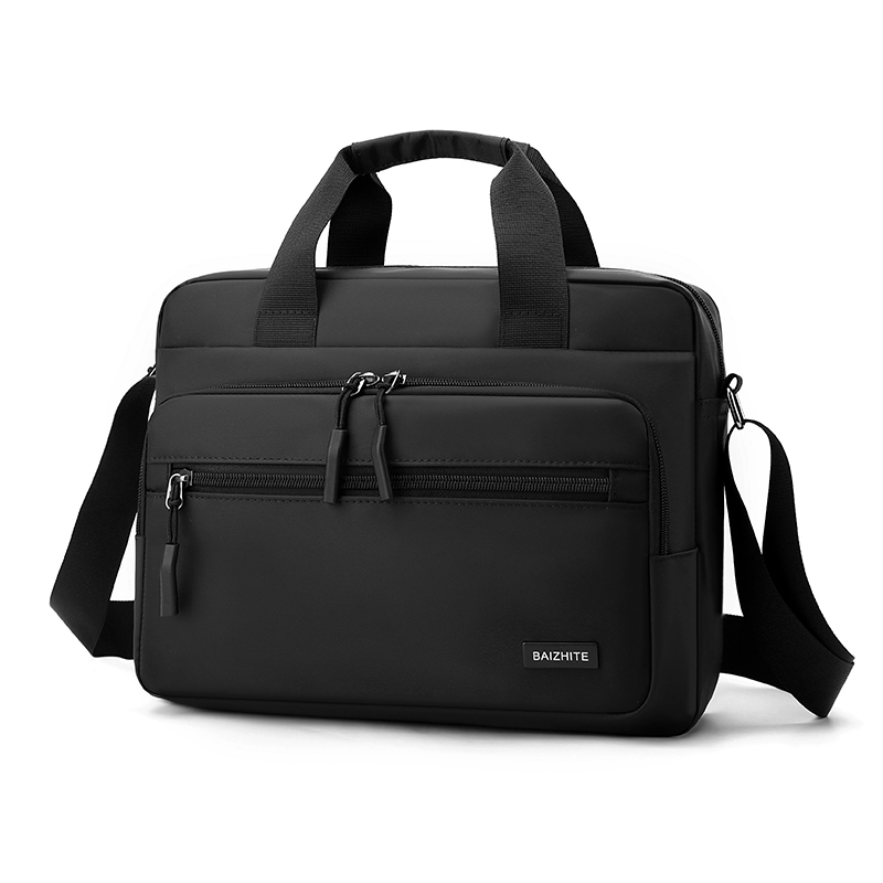 กระเป๋าแล็ปท็อปผู้ชายกระเป๋าแล็ปท็อปซิปสะท้อนแสงกระเป๋าสะพายไหล่ กระเป๋าเอกสารสำหรับติดต่อธุรกิจ