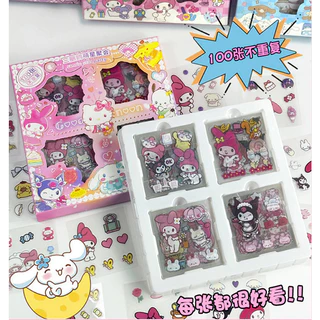 (🇹🇭ชุดสติ๊กเกอร์) กล่องใหญ่ PVC น่ารักกันน้ำ Stickers สติ๊กเกอร์ไดคัท ลายน่ารัก 100แผ่น พร้อมส่งใน