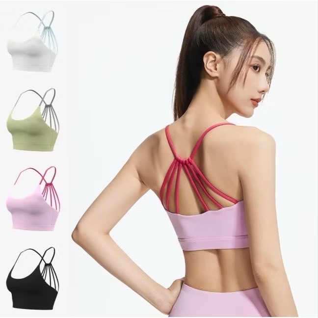 เสื้อบราโยคะ SportBra สปอร์ตบราออกกำลังกาย สายเดี่ยวไขว้หลังสายทูโทน ทรงใหม่สวยใส่สบายทรงสวย บราเย็บติด JYMN068