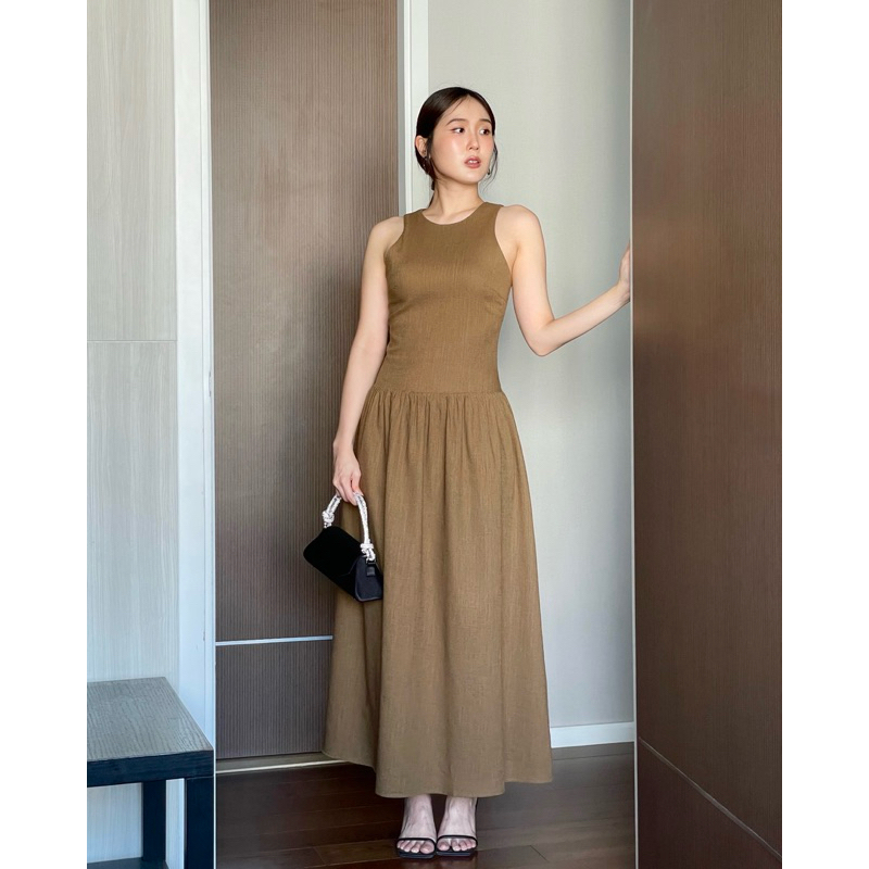 ray.officialstore - Amara Khaki - Dropped waist maxi dress