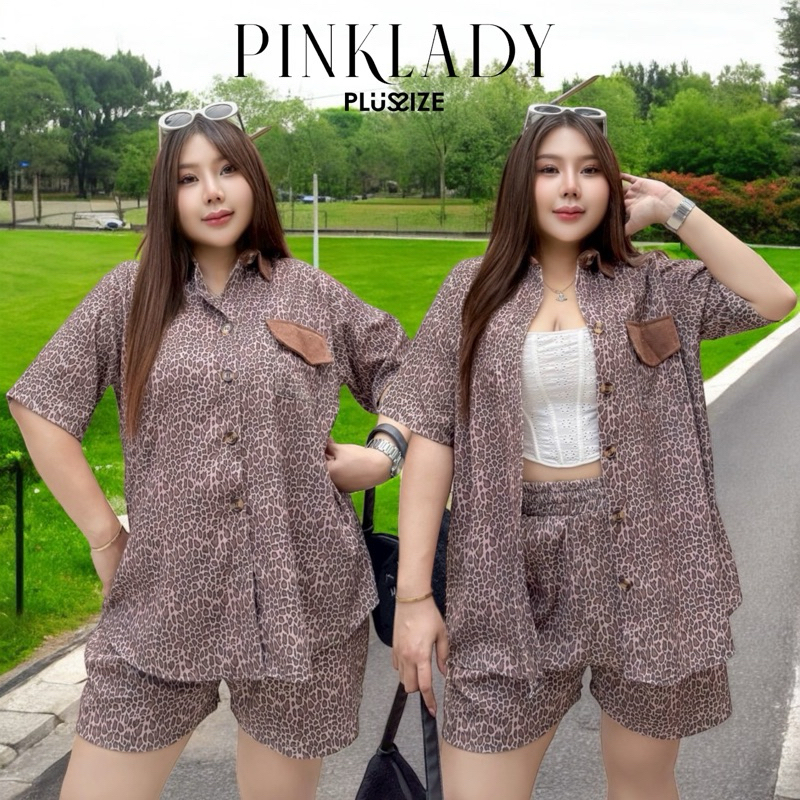 ชุดเซ็ตลูกฟูก **ลายเสือ** เสื้อเชิ้ตแขนสั้น+กางเกงขาสั้น 40"-60"