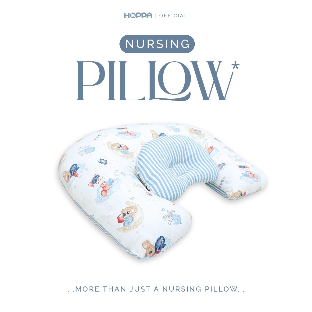 HOPPA หมอนรองให้นม รุ่น Exclusive ผ้า cotton 100% (ใบใหญ่/ถอดซักได้/มีหมอนเสริม) หมอนรองครรภ์ หมอนป้อนนม