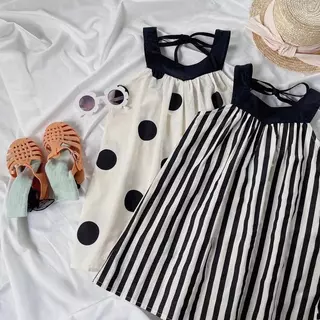 Hania Kids พร้อมส่ง ชุดเด็กผู้หญิง พร้อมส่ง ชุดเดรสกระโปรง ลายทาง ลายจุดน่ารัก - K3124501