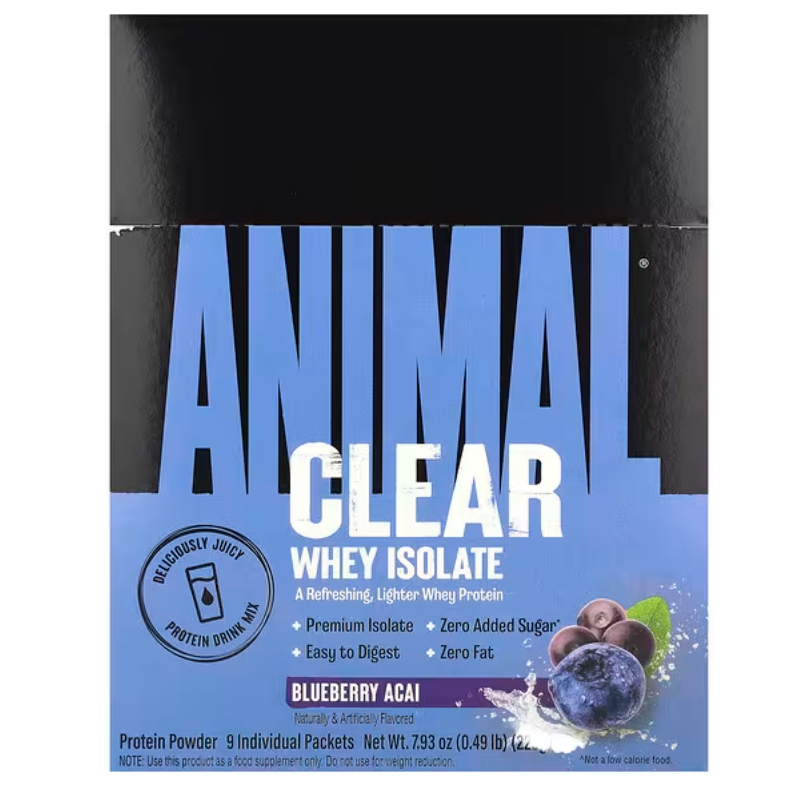 Animal, Clear Whey Isolate, Blueberry Acai, 9 Individual Packets, 0.05 lb (25 g) Each