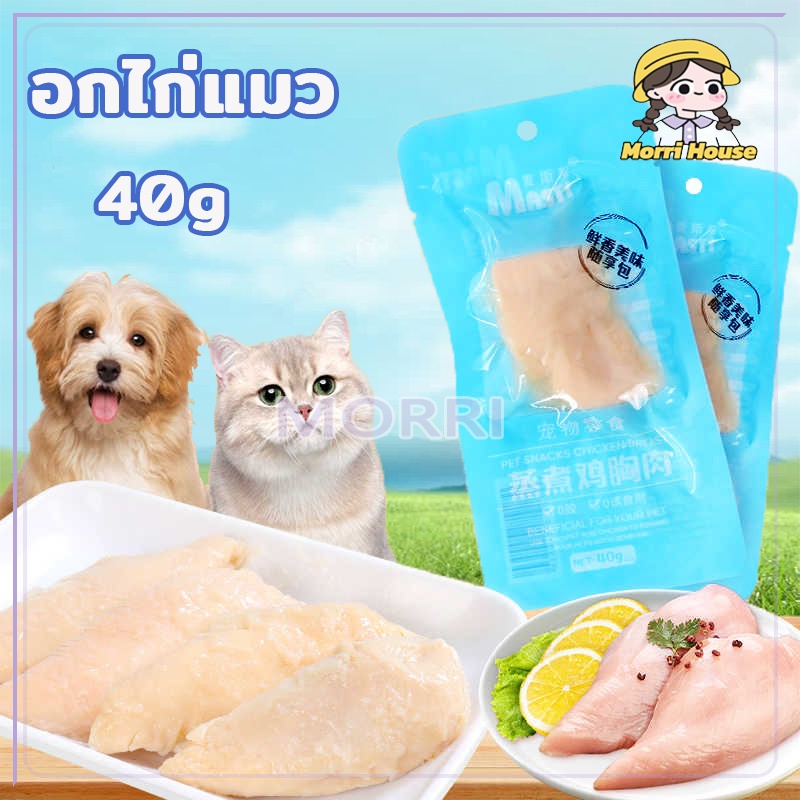 อกไก่ต้ม อกไก่แมว ขนมแมว 40g อาหารหมา/แมว โปรตีนแน่นๆ จากเนื้อไก่แท้ สะอาดปลอดภัย ราคา ถูกที่สุด ดีลบีเคเค