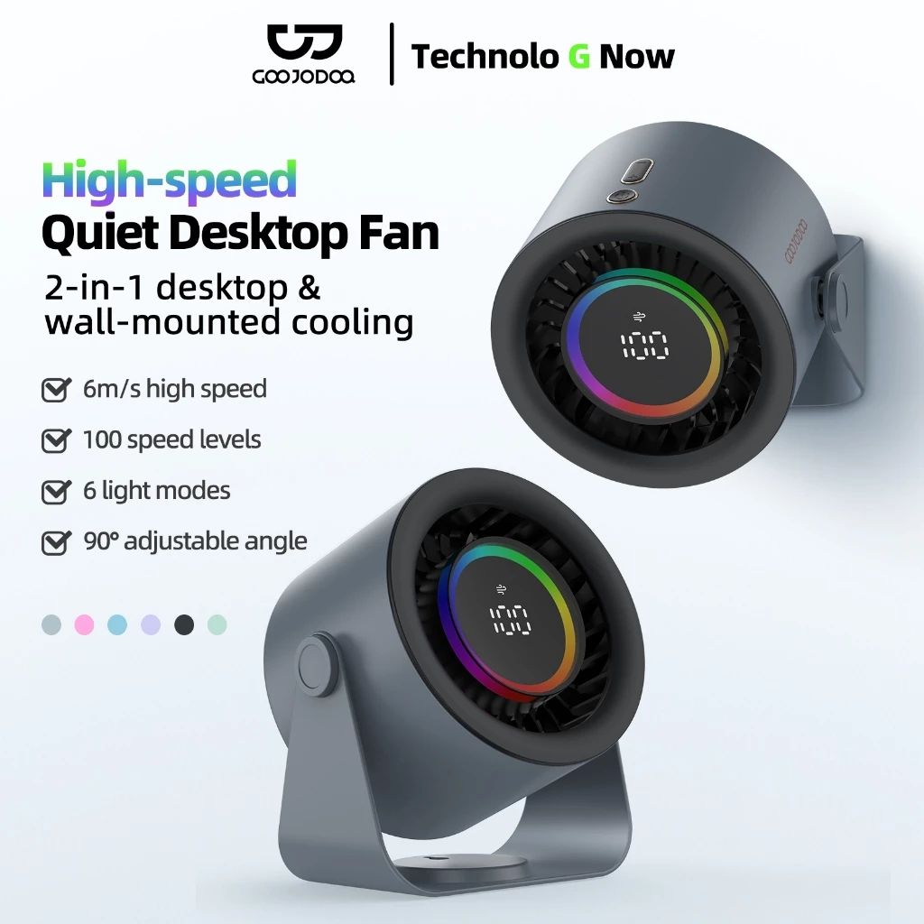 GOOJODOQ GFS008 พัดลมตั้งโต๊ะ พัดลมตั ้ งโต ๊ ะ USB ความเร ็ วปรับได ้ 100 ระดับการทํางานที ่