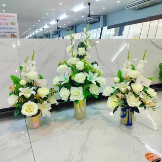 (แจกันแบบสุ่ม)ฟรีก้านเสียบ+การ์ด แจกันดอกไม้ประดิษฐ์ แจกันดอกไม้ปลอม งานเกษียณ ดอกไม้ขึ้นบ้านใหม่ แจกันแสดงความยินดี