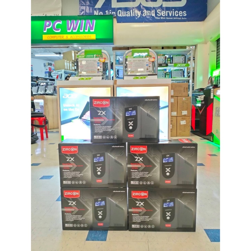 UPS เครื่องสำรองไฟฟ้าZIRCON LINE INTERACTIVE ZX_1000VA/550W LED INDICATOR TOWER TYPE