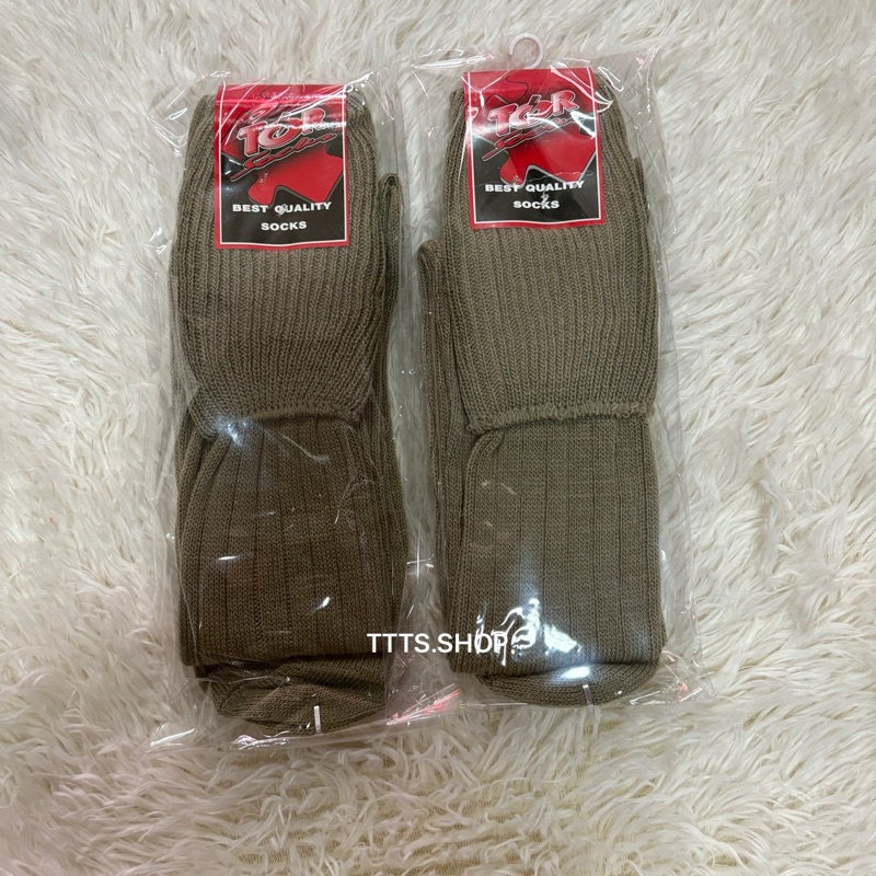 ถุงเท้า พ่อเสือ ลูกเสือ สามัญรุ่นใหญ่ สีกากี ไหมพรม ขนาด Free size แพ็ค1คู่ พร้อมส่ง