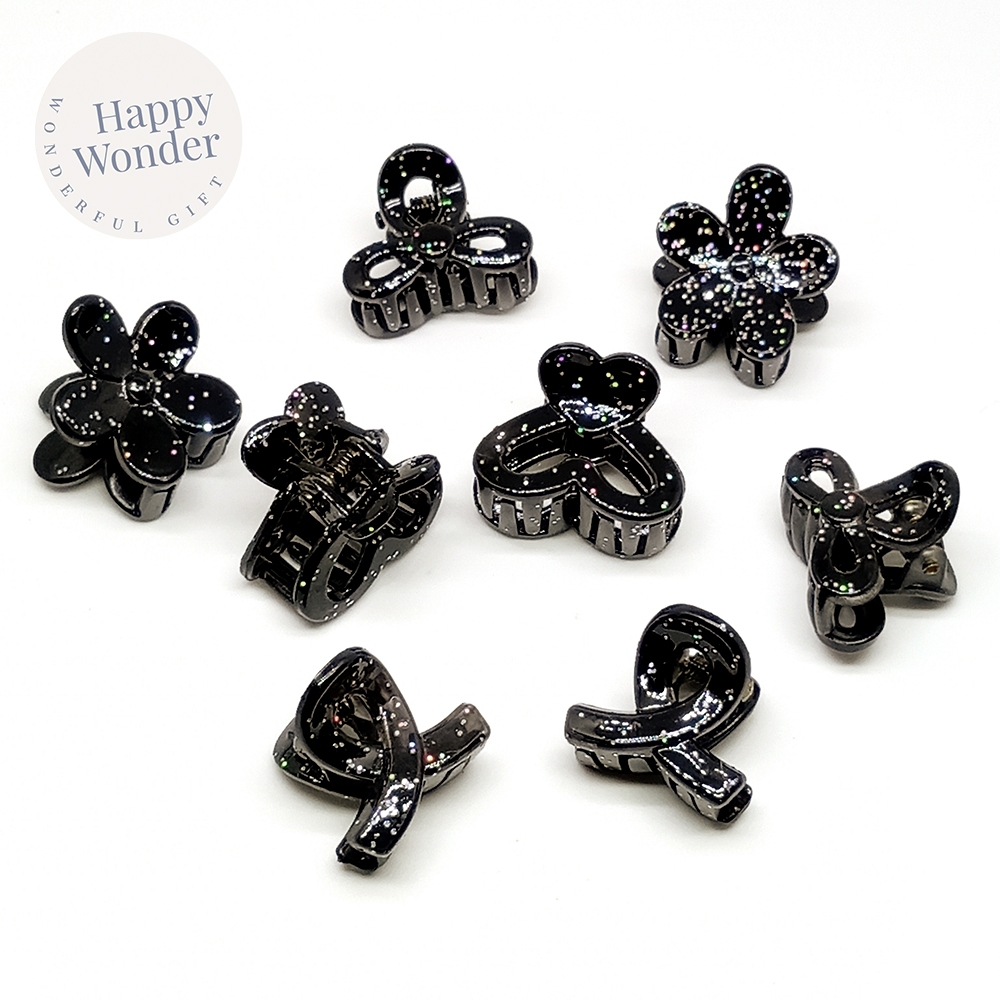 2 ชิ้น กิ๊บหนีบผม กิ๊บตัวเล็ก กลิตเตอร์ กิ๊บดำ วิบวับ 2.5 - 3 cm น้ำหนักเบา