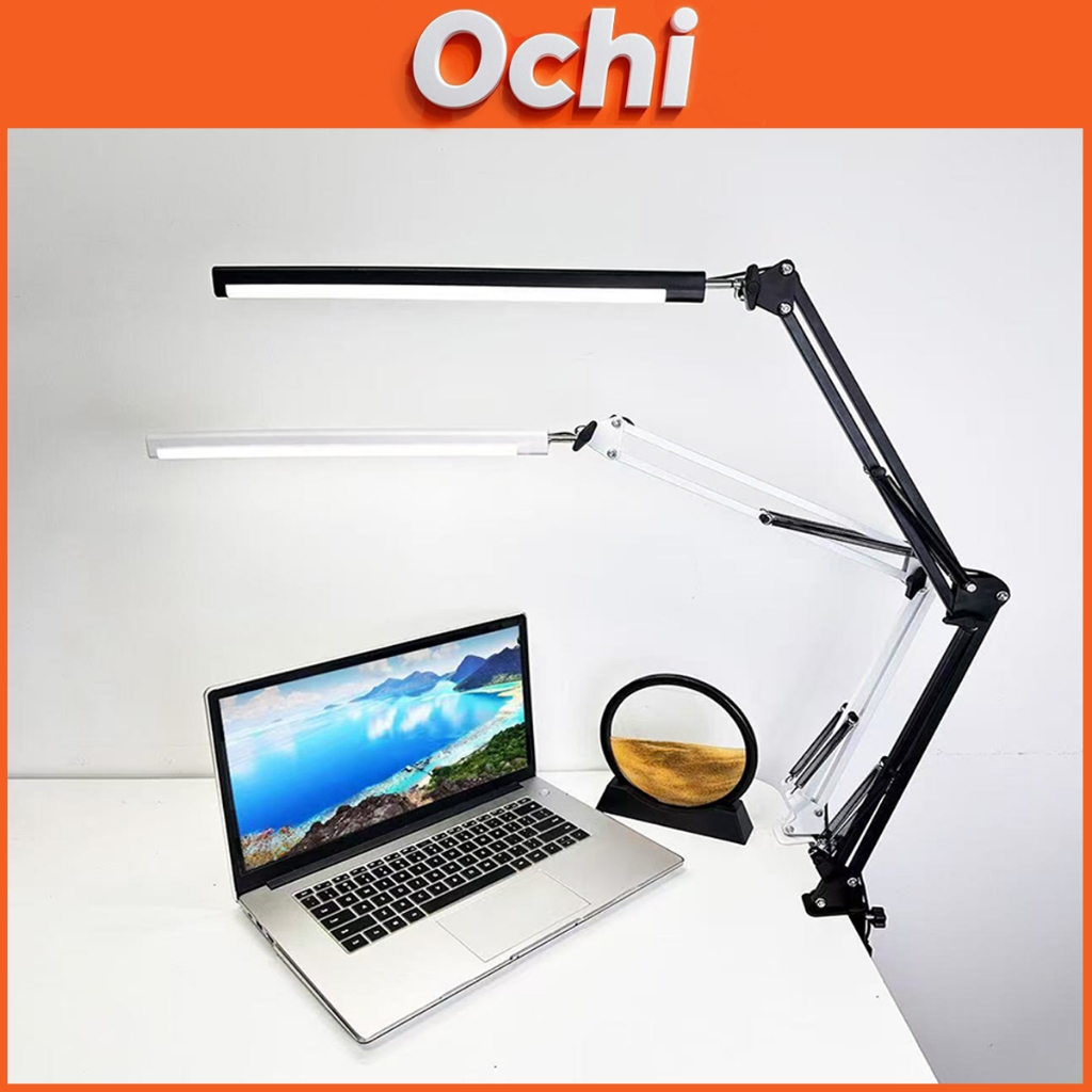 Ochi ไฟโต๊ะคอม ไฟled ป้องกันดวงตาอ่านเรียนรู้โคมไฟตั้งโต๊ะคลิปสองหัวพับเก็บได้ไฟเส้น ไฟติดห้อง ไฟusb โคมไฟหนีบTable lamp