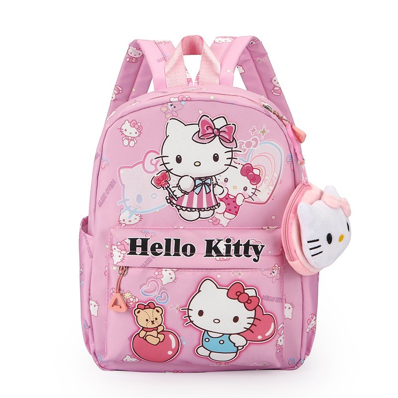 กระเป๋าเป้ผ้า สำหรับเด็ก SANRIO - ขนาด 14 นิ้ว - มีทั้งหมด 6 ลาย - พร้อมกระเป๋าใส่เหรียญห้อย - เนื้อผ้ากันน้ำ