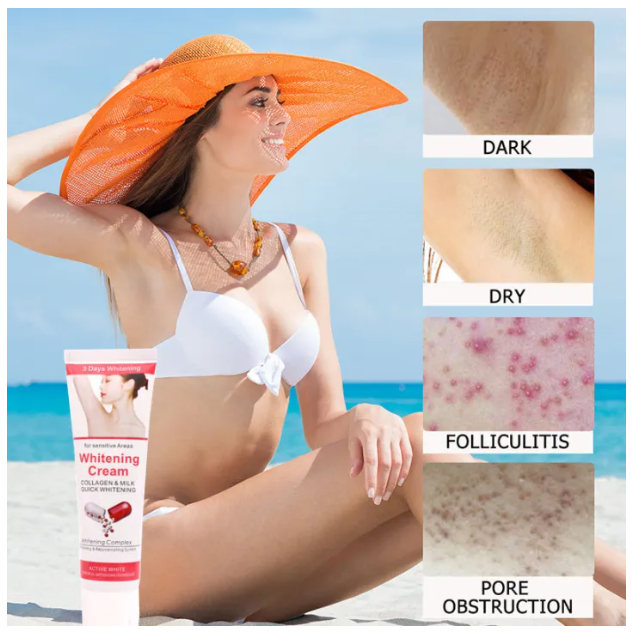 ครีมรักแร้ขาว ครีมทาผิวขาว ครีมทาคอให้ขาว ทำให้เมลานินในรักแร้ หัวเข่า คอดำ คอ ขาและร่องก้นจางลงอย่างล้ำลึก 50g - รูปที่ 7