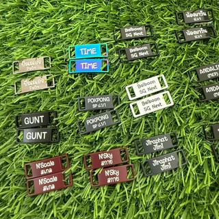 [ราคา/คู่] ป้ายชื่อรองเท้า นักเรียน รองเท้าผ้าใบ ❌ไม่สามารถเลือกสีอักษรได้ เลเซอร์ชื่อ อะลูมิเนียม ไม่เป็นสนิม