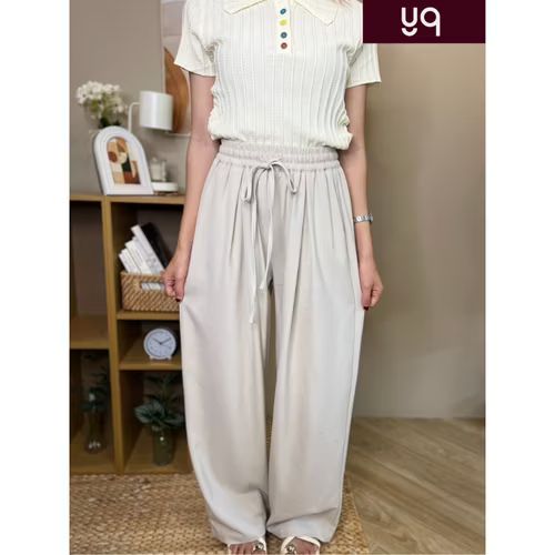 A537 YQ KOREAN SHOP กก.ขายาวสีเบจใส่แล้วเย็น ป้าย YQ