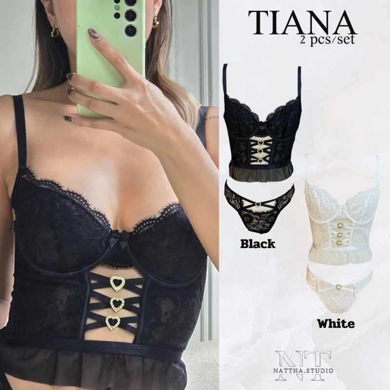 Nattha.Studio  /  TIANA Bra Set เสื้อใน+กางเกงใน ผ้าลูกไม้ทั้งตัว มีโครง