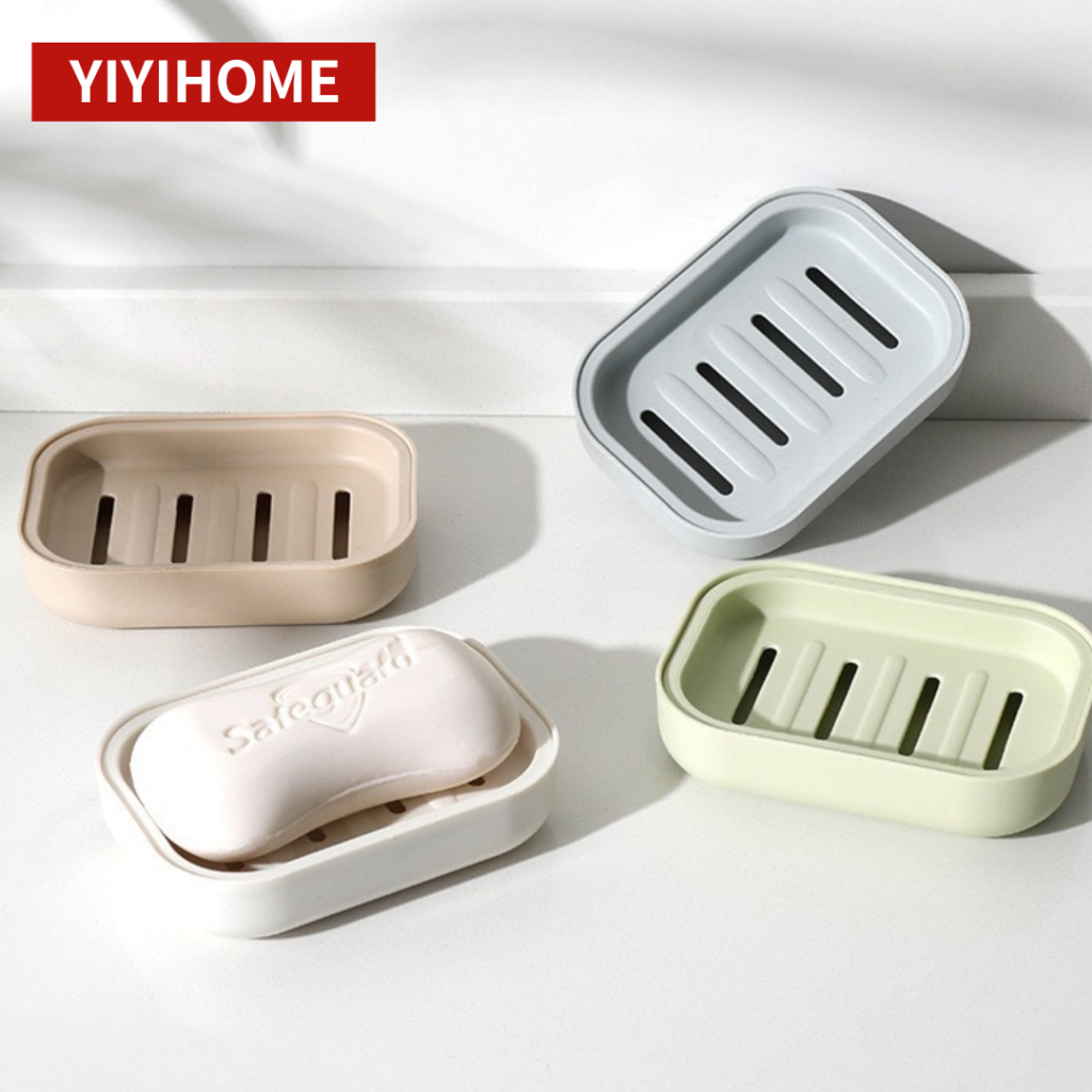 YIYIHOME กล่องเก็บสบู่ พลาสติก พร้อมฝาปิด ระบายน้ําได้ดี กันน้ำขัง แบบพกพา ทนทาน ดีไซน์เรียบหรู