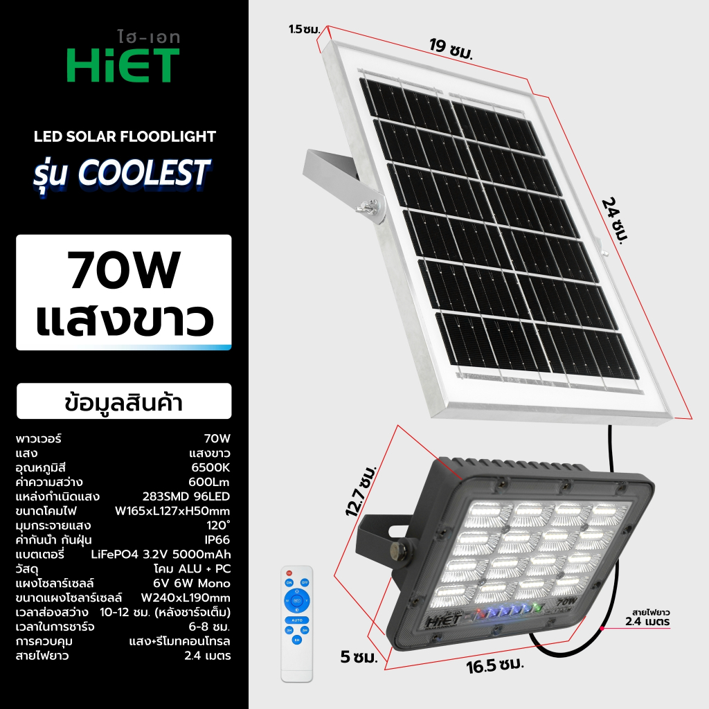 LED SOLAR FLOODLIGHT รุ่น COOLEST 70W
