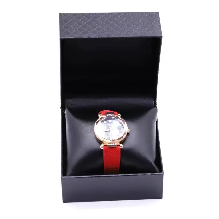 กล่องนาฬิกา กล่องใส่นาฬิกา Watch Box กล่องของขวัญ กระดาษพิเศษลายเพชร สีดำ