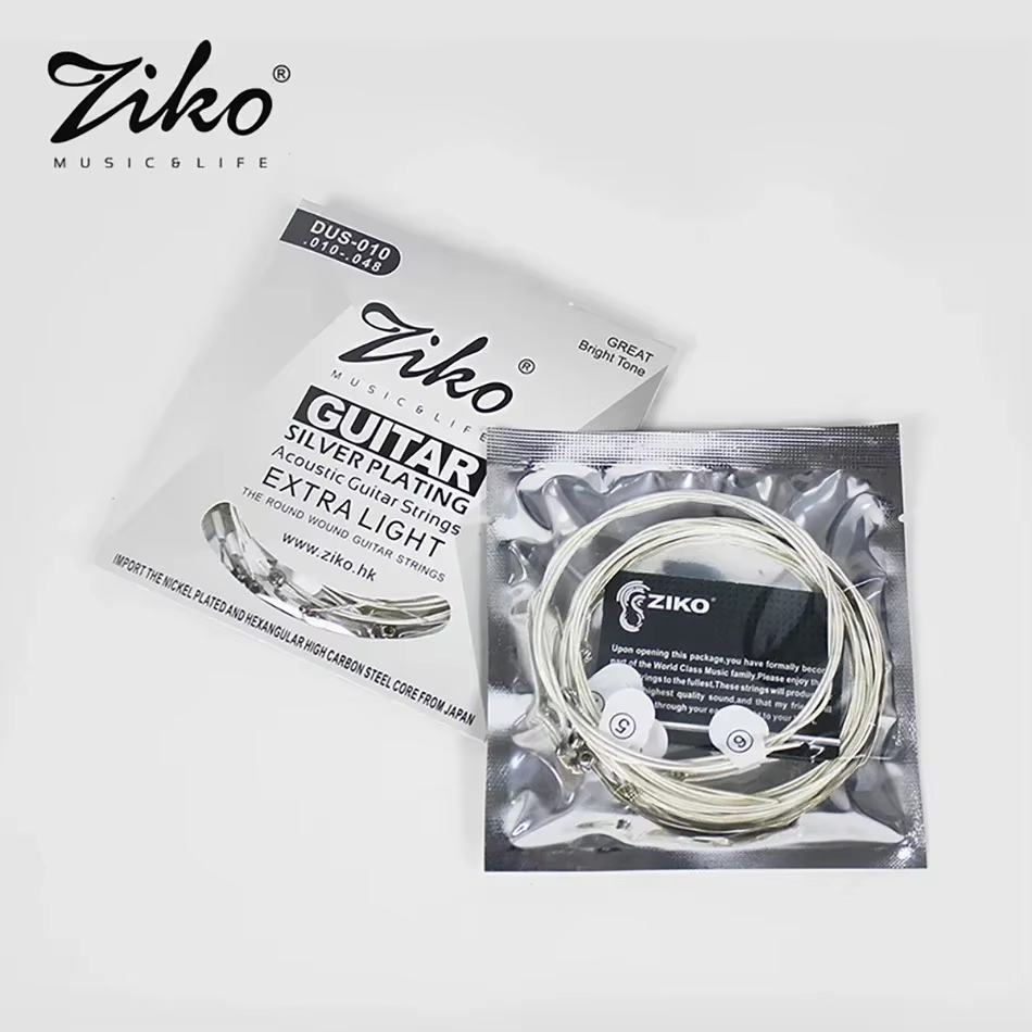 Ziko DUS Series สายกีตาร์อะคูสติก เหล็กคาร์บอน แกนหกเหลี่ยม 010-048 011-052 012-053 นิ้ว ชุบเงิน 1 ชุด - รูปที่ 2