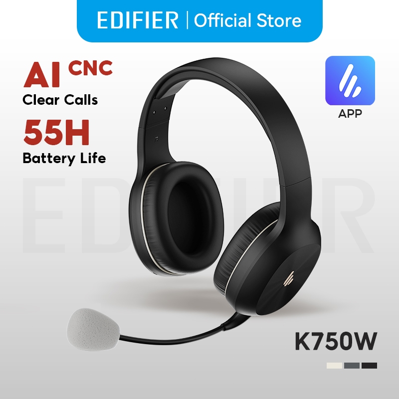 Edifier K750W หูฟังสเตอริโอไร้สายพร้อมไมโครโฟน เสียงสนทนาชัดเจน บลูทูธ V5.4 เชื่อมต่อสองอุปกรณ์