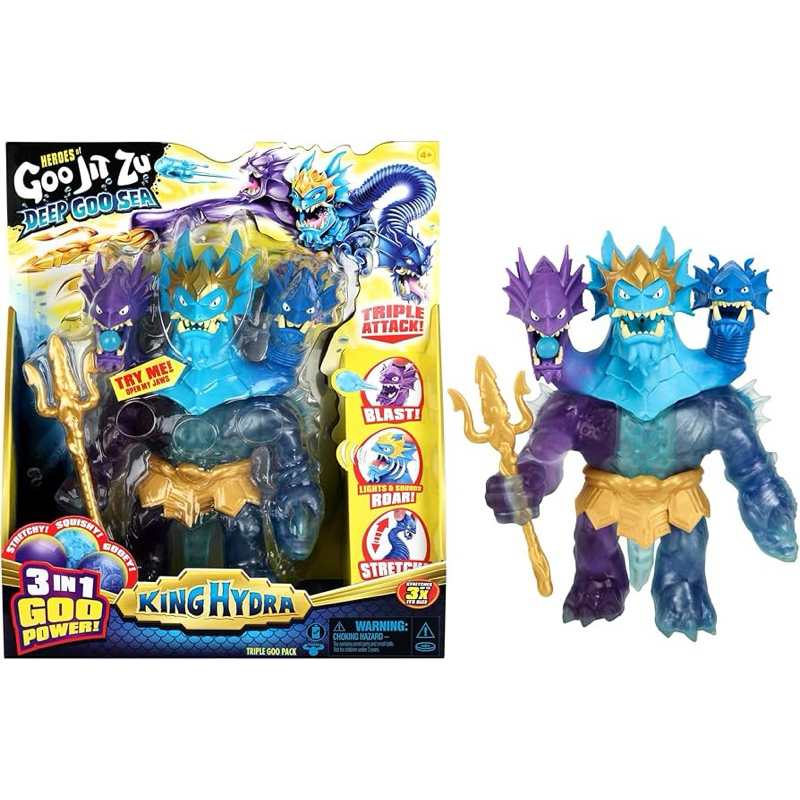 🔥พร้อมส่ง ของแท้🔥Goo Jit Zu Deep Goo Sea King Hydra Figure with Triple Attack 3 in 1 มีเสียง ไฟ ปล่อยอาวุธได้