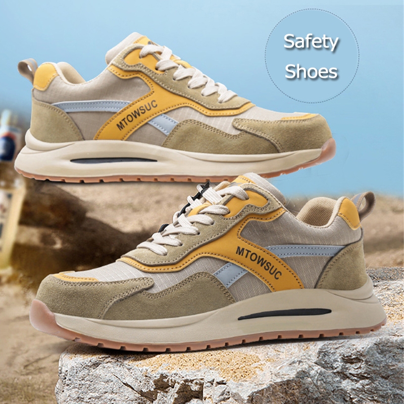 Safety Shoes รองเท้าคุ้มครองแรงงานใหม่ รองเท้านิรภัยระบายอากาศ น้ำหนักเบาและทนต่อการสึกหรอ