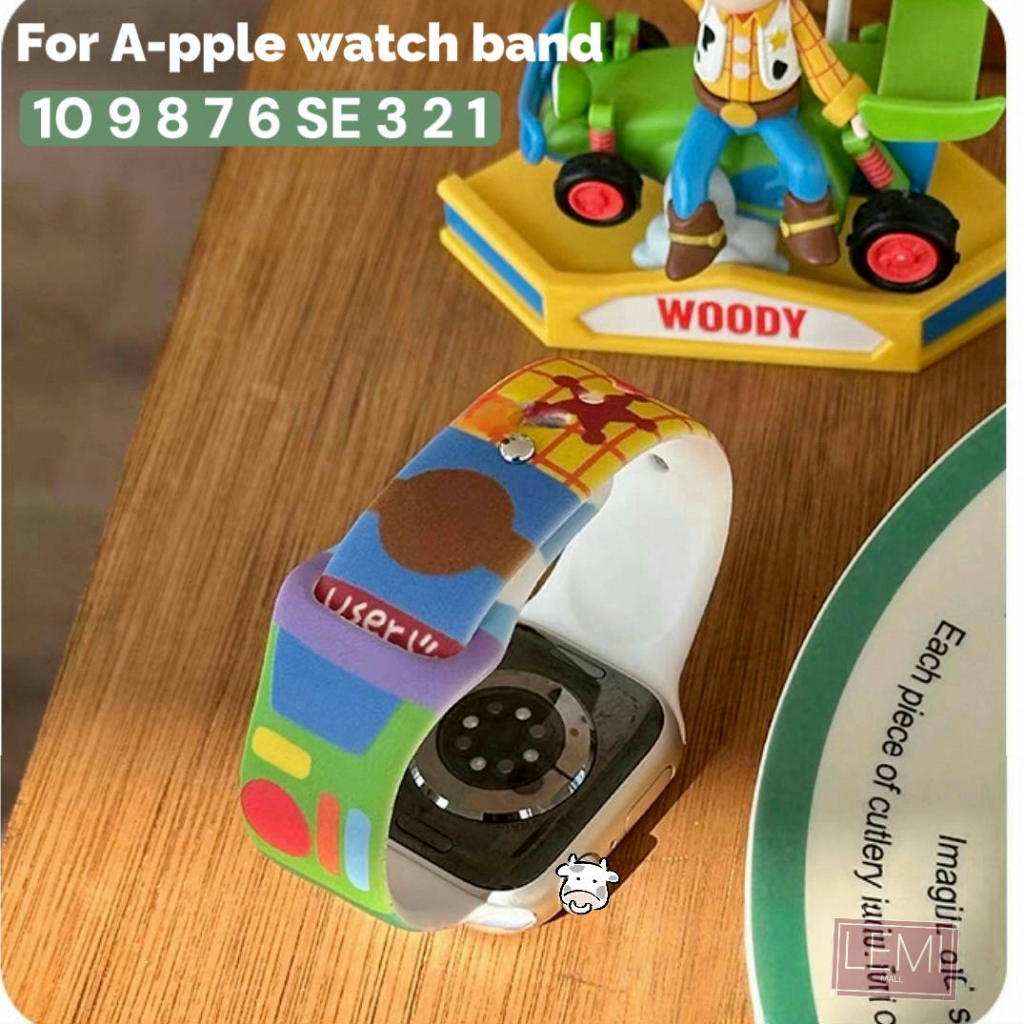 สายสําหรับ smartwatch สาย ซิลิโคน ลาย Toy Iwatch 10 9 8 7 6 SE 5 4 3 2 watch SE size 38/40/41/42(s10)/42/44/45/46/49 mm