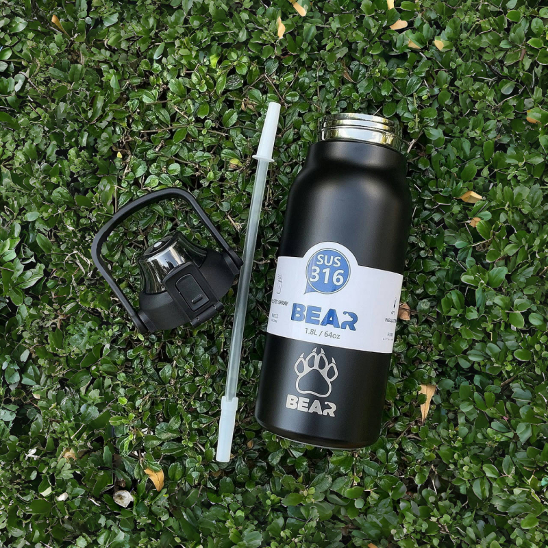 BEAR แก้วน้ำเย็น วัสดุสแตนเลส 316 ความจุ1800ml/64oz สติกเกอร์ยางกันลื่น จัดส่งจากกรุงเทพฯ
