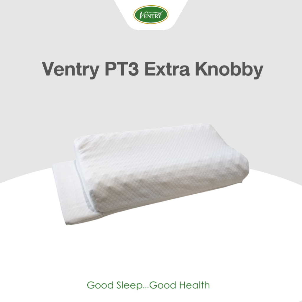 Ventry PT3 Extra Knobby หมอนสูง-ต่ำ มีปุ่มสัมผัสพร้อมฐาน หมอนเพื่อสุขภาพ ยางพาราธรรมชาติแท้100%