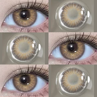 (มีค่าสายตา:0°-800°)คอนแทคเลนส์สายตาสั้นขายดี 1คู่ สีเทาน้ำตาล 1ปี 14mm มินิคอนแทคเลนส์สี จัดส่งฟรี