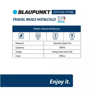 [พรีเมี่ยม] BLAUPUNKT กระบอกน้ำ กระบอกเก็บความเย็น-ร้อน แก้วน้ำสูญกาศ 500ml Travel Mugs 316