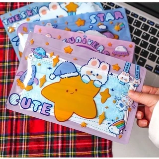 Kingshopping ถุงซิปพลาสติกพิมพ์ลายน่ารัก ขนาด17*12 cm. ใส่แมส,ขนม,กิ๊บช็อป 001