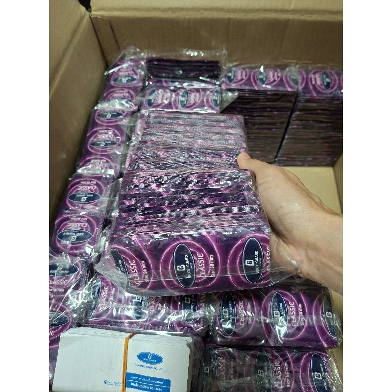 ถุงยางอนามัย 56 (แพ็ค100ชิ้น) BODY GUARD LARGE​ ผิวเรียบ​ ผนังไม่ขนาน​ ขนาด​ 56 มม.