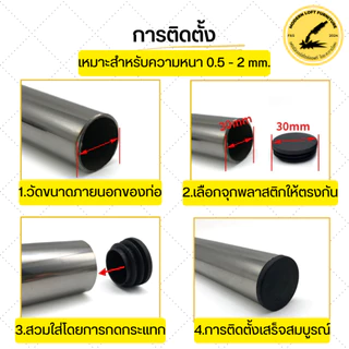 พลาสติกปิดเหล็กกลม (10ชิ้น) พลาสติกรองขาโต๊ะ จุกปิดเหล็กกลม