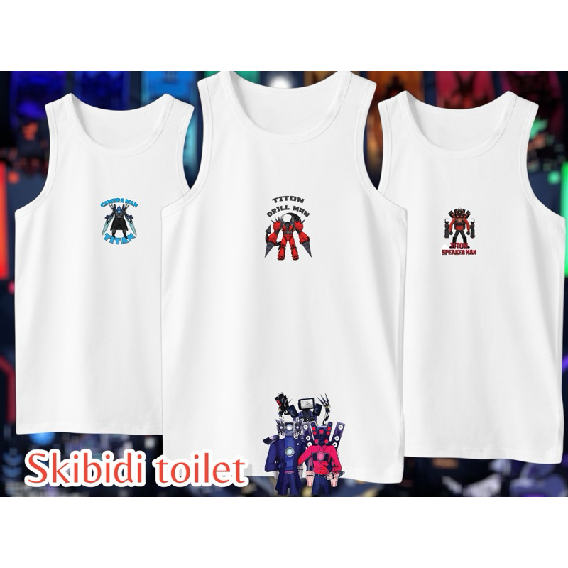 เสื้อกล้ามเด็กนักเรียน ลาย Skibidi toilet ผ้าใส่สบายระบายอากาศ 100%Cotton ไม่เป็นขุยง่าย