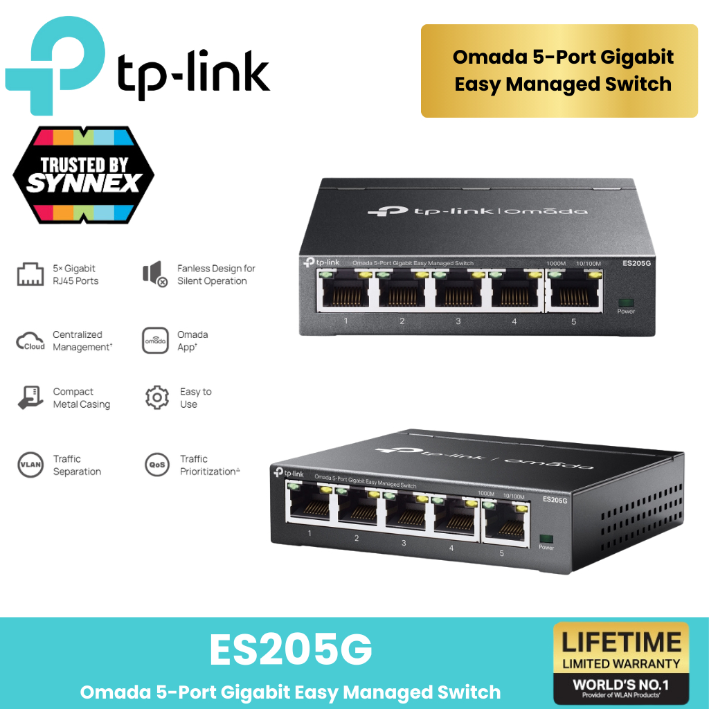 TP-Link⚡️สวิตซ์ฮับ⚡️ ES205G  Omada 5-Port Gigabit Easy Managed Switch / ES208G Omada 8-Port Gigabit 