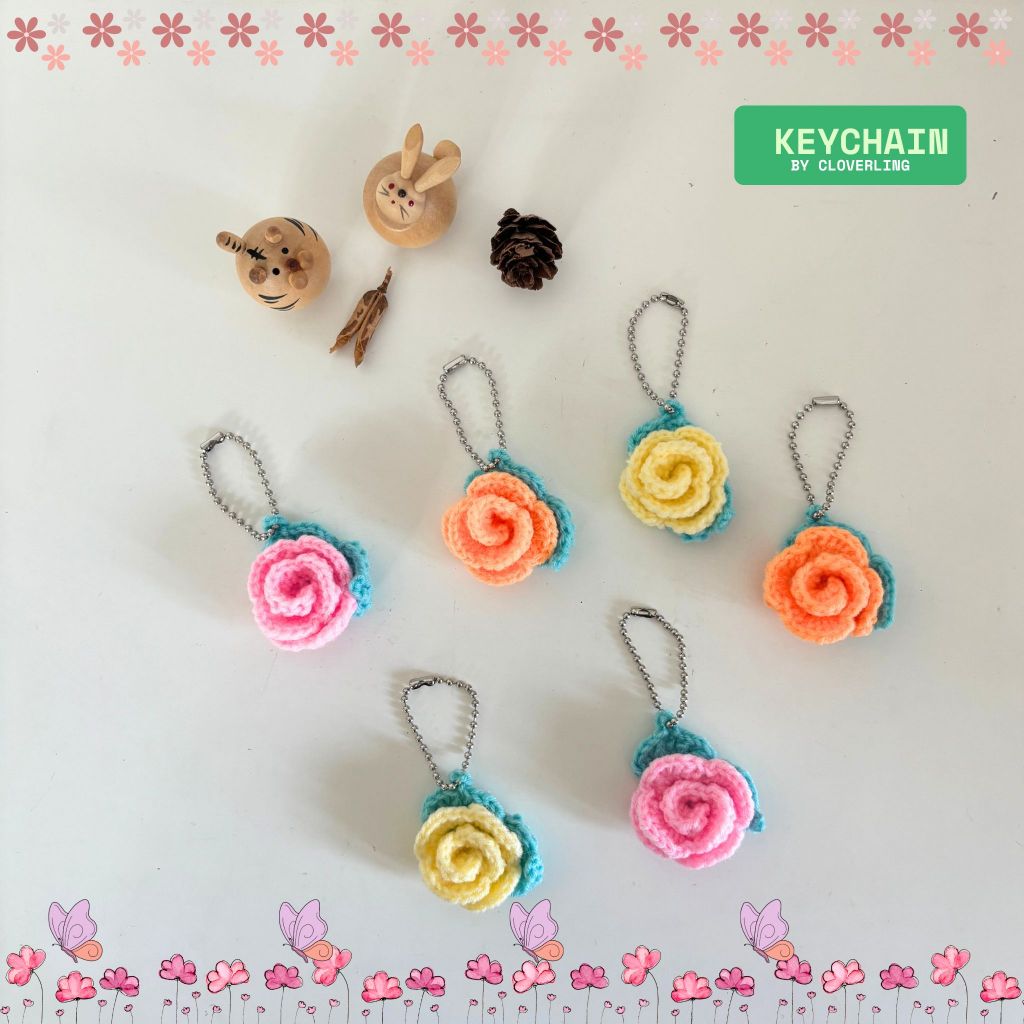 🌸พร้อมส่ง 🌸 พวงกุญแจดอกไม้ถัก handmade ของชำร่วยงานแต่ง งานปัจฉิม ของแถมแจกลูกค่า #2keychain