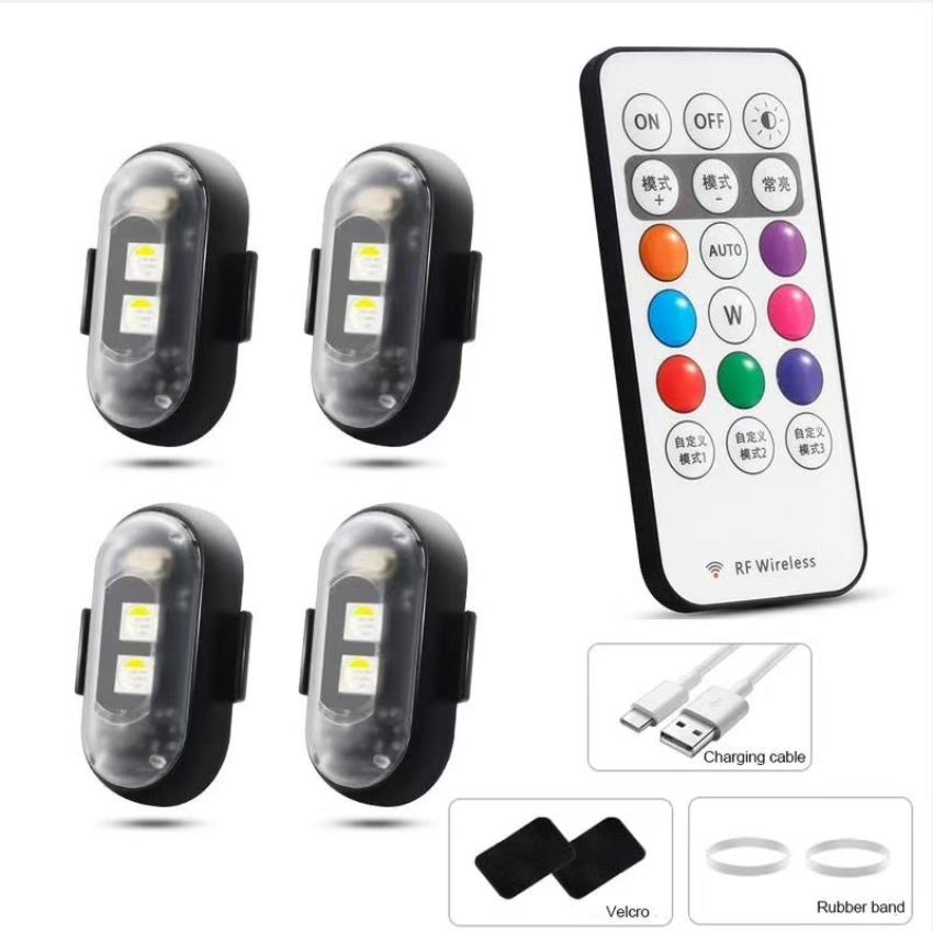 ไฟแฟลช LED RGB, สากล, สำหรับรถจักรยานยนต์/จักรยาน/รถยนต์/การตั้งแคมป์, พร้อมตัวควบคุมและไฟสัญญาณ, ไฟ LED แฟลชตำแหน่ง, ไฟ